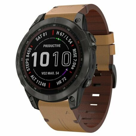 Leren bandje - Lichtbruin - Garmin Instinct 3 / Instinct E - 45mm