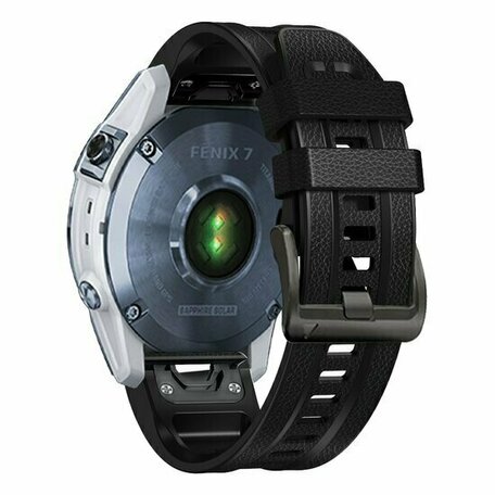 leer + siliconen bandje - Zwart - Garmin Instinct 3 / Instinct E - 45mm