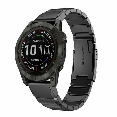 Stainless steel schakelband - Zwart - Garmin Instinct 3 / Instinct E - 45mm