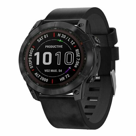 Leren bandje - Zwart - Garmin Instinct 3 - 50mm