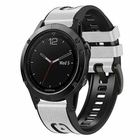 leer + siliconen bandje - Wit - Garmin Instinct 3 - 50mm