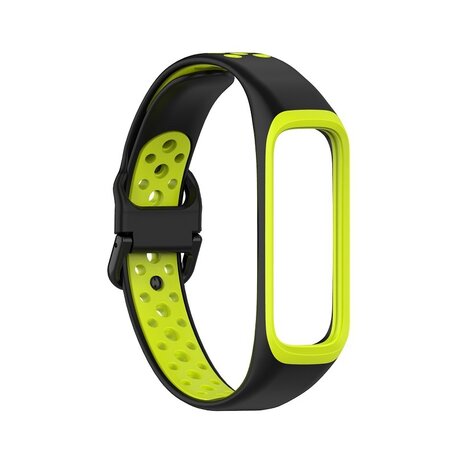 Siliconen band 2 kleurig - Zwart / groen - Samsung Galaxy Watch Fit 2