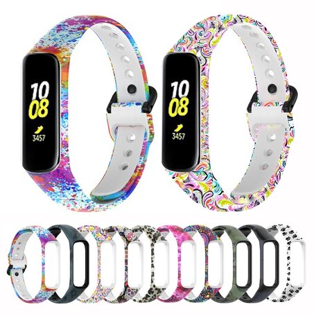 Siliconen band met print - Camouflage grijs - Samsung Galaxy Watch Fit 2