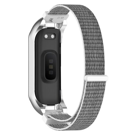 Nylon sport loop band - Wit / grijs - Samsung Galaxy Watch Fit 2