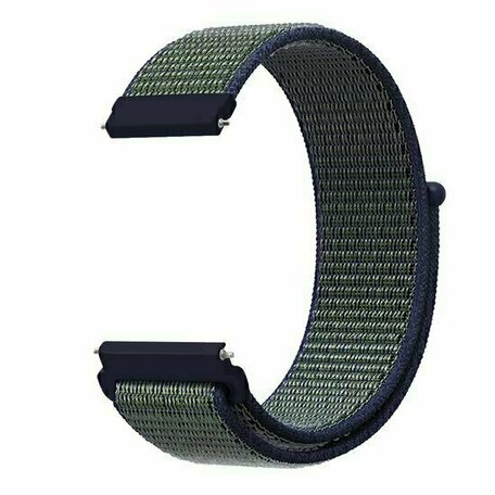 Sport Loop nylon bandje - Blauw met groene band - Huawei Watch 4 (pro) / 3 (pro) / Ultimate