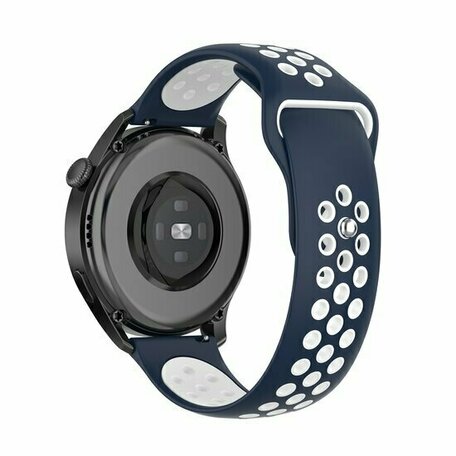 Sport Edition siliconen band - Donkerblauw + wit - Huawei Watch 4 (pro) / 3 (pro) / Ultimate