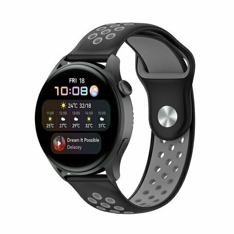 Sport Edition siliconen band - Zwart + grijs - Huawei Watch 4 (pro) / 3 (pro) / Ultimate