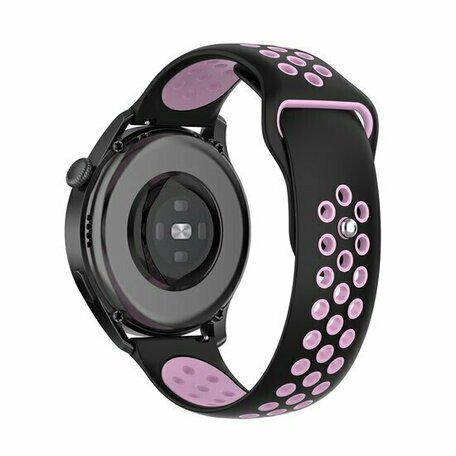 Sport Edition siliconen band - Zwart + roze - Huawei Watch 4 (pro) / 3 (pro) / Ultimate