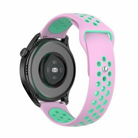 Sport Edition siliconen band - Roze + groen - Huawei Watch 4 (pro) / 3 (pro) / Ultimate