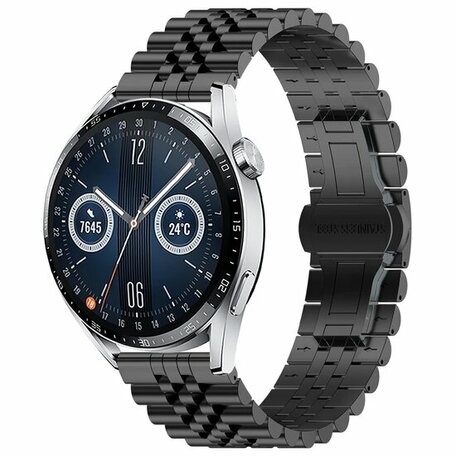 Stalen band - Zwart - Huawei Watch 4 (pro) / 3 (pro) / Ultimate