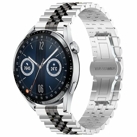 Stalen band - Zilver / zwart - Huawei Watch 4 (pro) / 3 (pro) / Ultimate