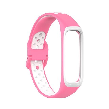 Siliconen band 2 kleurig - Roze / wit - Samsung Galaxy Fit 2