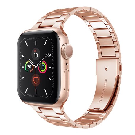 Stalen schakelband - Champagne goud - Geschikt voor Apple watch 38mm / 40mm / 41mm / 42mm