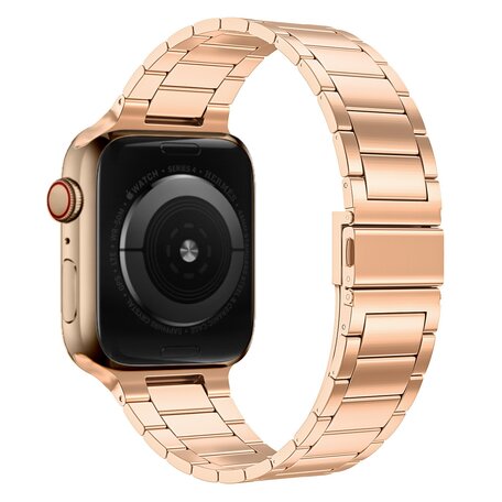 Stalen schakelband - Champagne goud - Geschikt voor Apple watch 38mm / 40mm / 41mm / 42mm