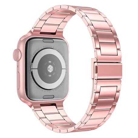 Stalen schakelband - Rosé goud - Geschikt voor Apple watch 38mm / 40mm / 41mm / 42mm