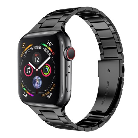 Stalen schakelband - Zwart - Geschikt voor Apple watch 44mm / 45mm / 46mm / 49mm