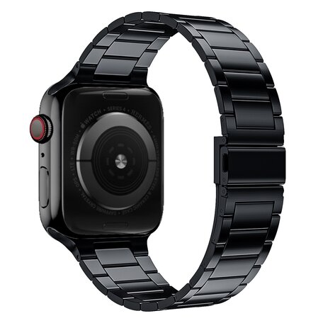 Stalen schakelband - Zwart - Geschikt voor Apple watch 44mm / 45mm / 46mm / 49mm