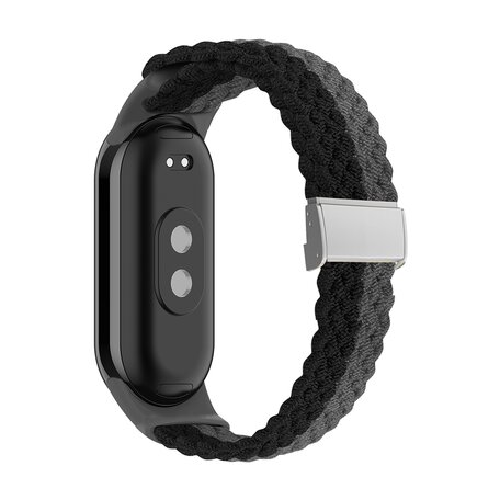 Braided nylon bandje - Zwart met grijs - Xiaomi Smart Band 8 & 9