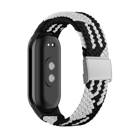 Braided nylon bandje - Zwart met wit - Xiaomi Smart Band 8 & 9