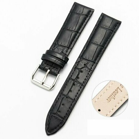 Crocodile leren bandje - Zwart - Xiaomi Watch 2 / Xiaomi Watch S1 / S2 / S3 / S4 / Mi Watch