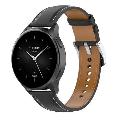 Luxe leren bandje - Zwart - Xiaomi Mi Watch / Xiaomi Watch S1 / S1 Pro / S1 Active / Watch S2