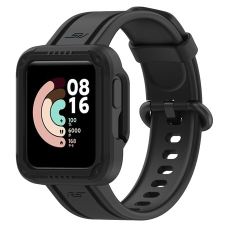 Siliconen sportband met case - Zwart - Xiaomi Redmi Watch 2 (Lite)