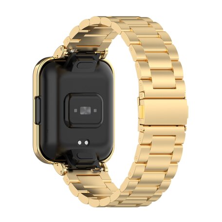 Stalen schakelband met case - Goud - Xiaomi Redmi Watch 2 (Lite)