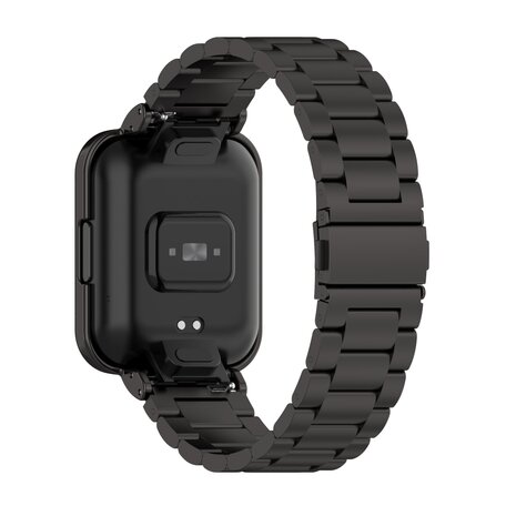 Stalen schakelband met case - Zwart - Xiaomi Redmi Watch 2 (Lite)