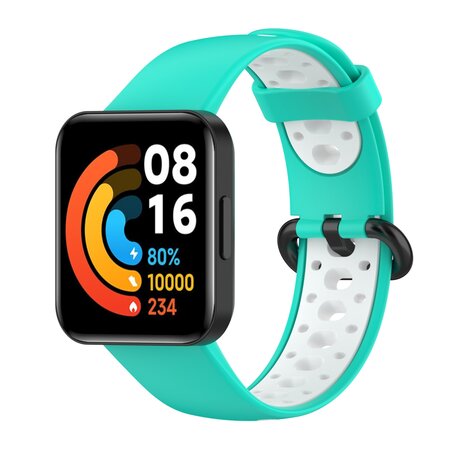 Tweekleurige sportband - Mintgroen met wit - Xiaomi Redmi Watch 2 (Lite)