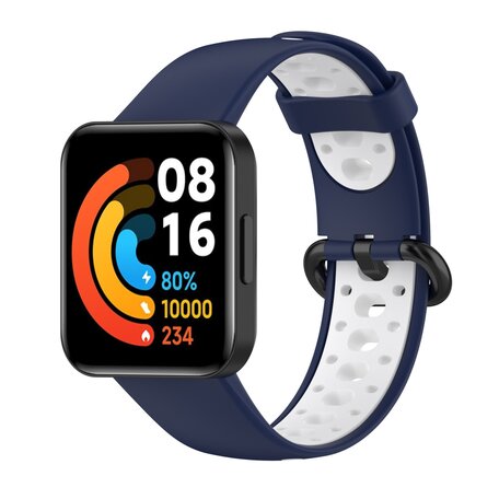 Tweekleurige sportband - Blauw met wit - Xiaomi Redmi Watch 2 (Lite)