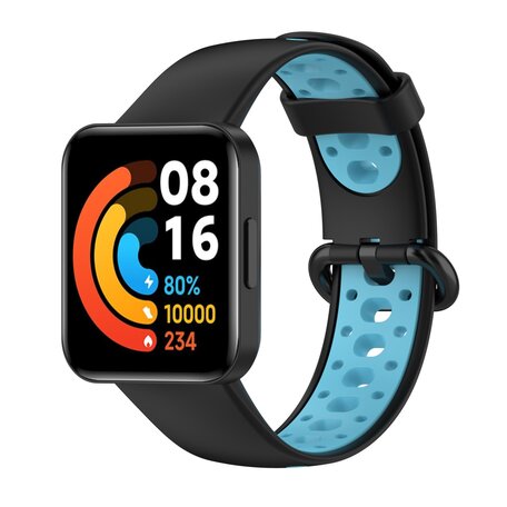 Tweekleurige sportband - Zwart met blauw - Xiaomi Redmi Watch 2 (Lite)