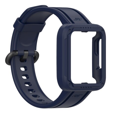 Siliconen sportband met case - Donkerblauw - Xiaomi Redmi Watch 2 (Lite)