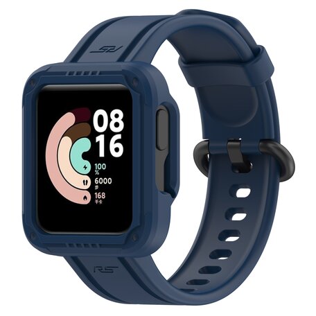 Siliconen sportband met case - Navy - Xiaomi Redmi Watch 2 (Lite)