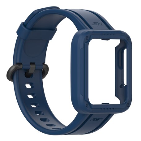 Siliconen sportband met case - Navy - Xiaomi Redmi Watch 2 (Lite)