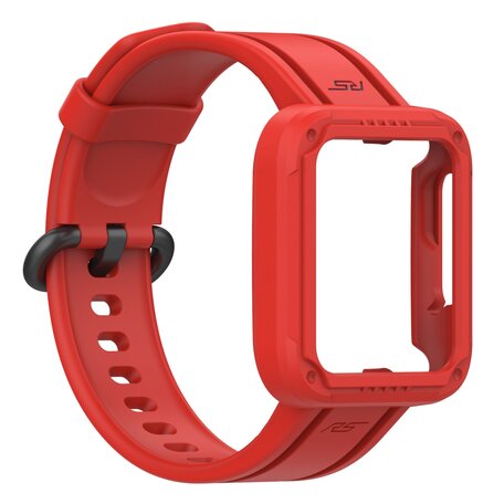 Siliconen sportband met case - Rood - Xiaomi Redmi Watch 2 (Lite)