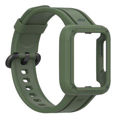 Siliconen sportband met case - Donkergroen - Xiaomi Redmi Watch 2 (Lite)