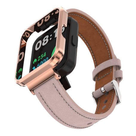 Leren band met case - Roze - Xiaomi Redmi Watch 2 (Lite)