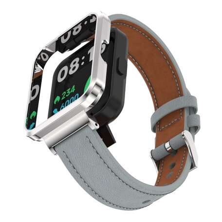 Leren band met case - Grijs - Xiaomi Redmi Watch 2 (Lite)