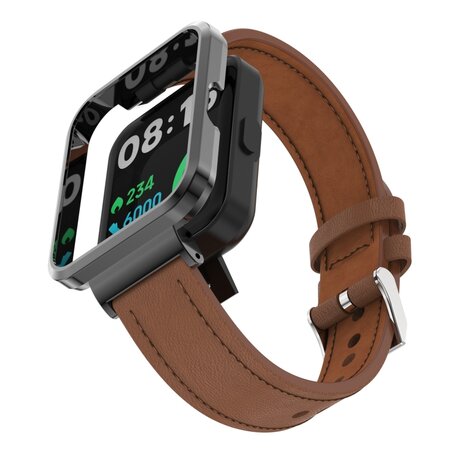 Leren band met case - Bruin - Xiaomi Redmi Watch 2 (Lite)