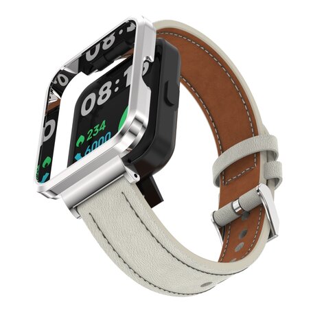 Leren band met case - Roomwit - Xiaomi Redmi Watch 2 (Lite)