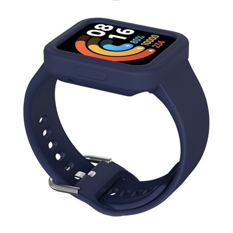 Siliconen band met case - Donkerblauw - Xiaomi Redmi Watch 2 (Lite)