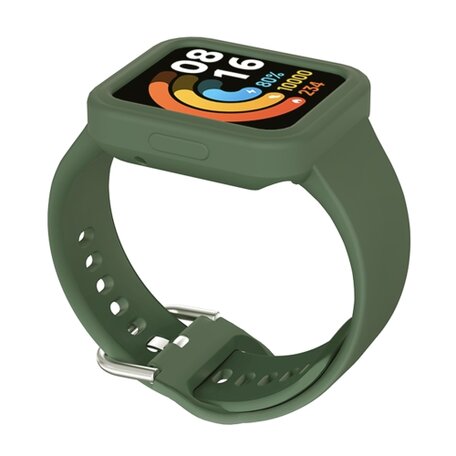 Siliconen band met case - Donkergroen - Xiaomi Redmi Watch 2 (Lite)