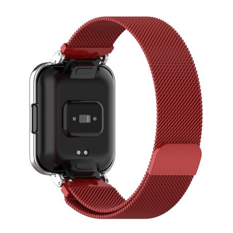 Milanese bandje met case - Rood - Xiaomi Redmi Watch 2 (Lite)