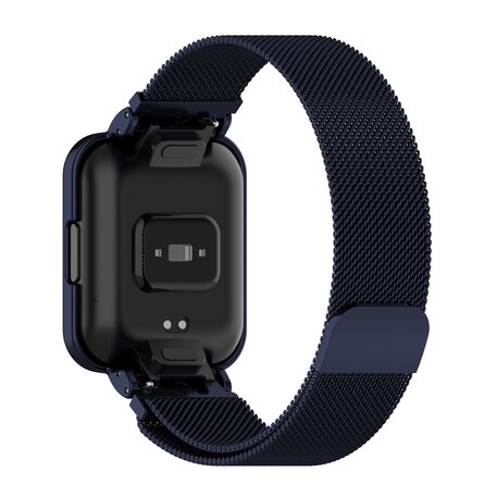 Milanese bandje met case - Donkerblauw - Xiaomi Redmi Watch 2 (Lite)