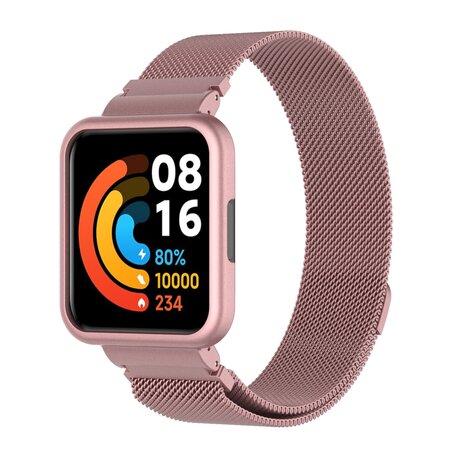 Milanese bandje met case - Rosé goud - Xiaomi Redmi Watch 2 (Lite)