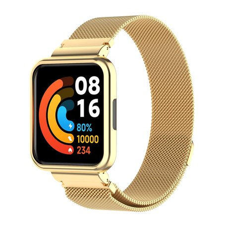 Milanese bandje met case - Goud - Xiaomi Redmi Watch 2 (Lite)