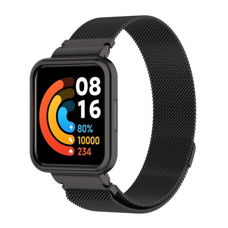 Milanese bandje met case - Zwart - Xiaomi Redmi Watch 2 (Lite)