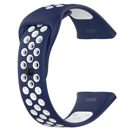 Siliconen sportband - Donkerblauw met wit - Xiaomi Redmi Watch 3