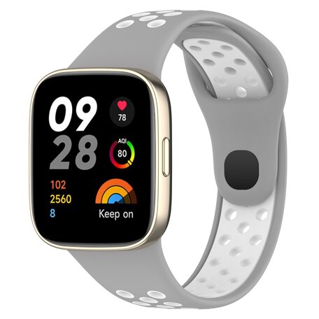 Siliconen sportband - Grijs met wit - Xiaomi Redmi Watch 3