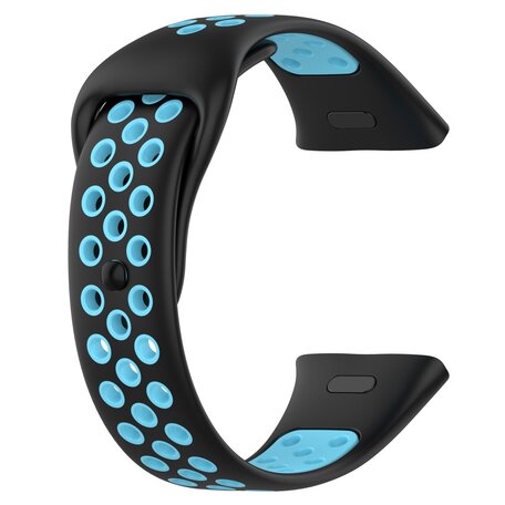 Siliconen sportband - Zwart met blauw - Xiaomi Redmi Watch 3